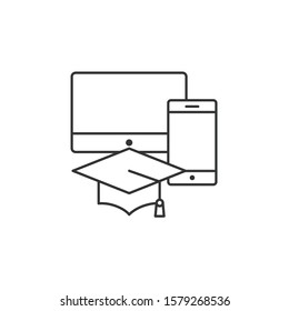 Distance learning - stock vector icon