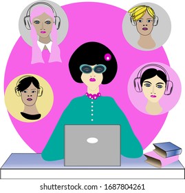 Distance learning. Students and schoolchildren study online.