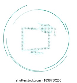The distance learning symbol filled with teal dots. Vector illustration on white background