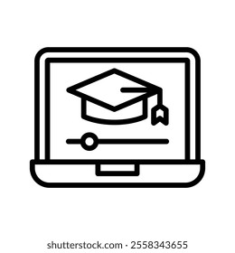 Distance Learning Vector Lineal Icon on white background.