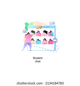 Distance learning virtual communication isolated cartoon vector illustrations set. Video lecture, online discussion, student chat at live video conference, watching recorded classes vector cartoon.