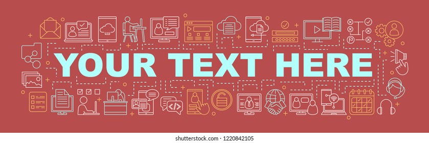 Distance learning word concepts banner. Online education. E-learning. Online courses and interactive training. Isolated lettering typography idea with linear icons. Vector outline illustration