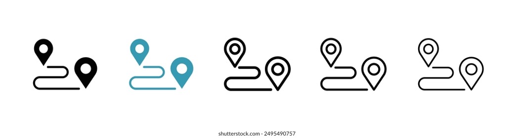 Distance line icon vector set.