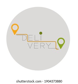 Distance location delivery in white backgorund icon- Vector