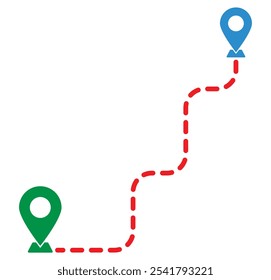 Distance location icon. Single route tracking icon symbol. Location map path distance icon. Start location end location icon on white background.