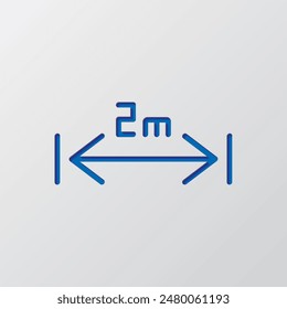 Distance logo simple icon vector. Flat design. Paper cut design. Cutted blue symbol with shadow. Gray background.ai