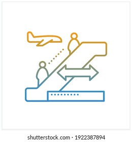 Distance on excavator gradient icon. Safe distance on excavator. Protection against viruses. Airport new normal concept.Isolated vector illustration.Suitable to banners, mobile apps and presentation