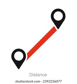 Distance and pin icon conncept