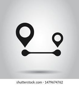 Distance pin icon in transparent style. Gps navigation vector illustration on isolated background. Communication travel business concept.