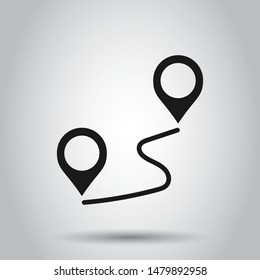 Distance pin icon in transparent style. Gps navigation vector illustration on isolated background. Communication travel business concept.