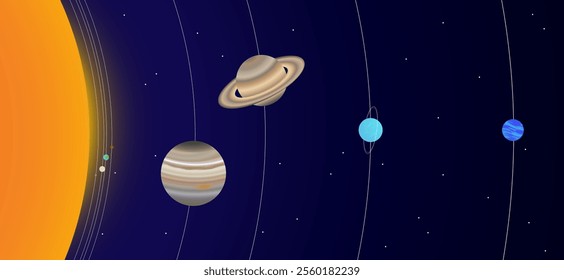 Distance of the Planets from the Sun with Realistic Planet Size Proportions. (The Distance and the Size are Not Proportional)