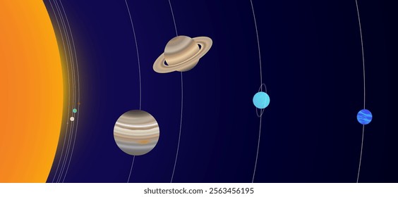 Distance of the Planets from the Sun with Realistic Planet Size Proportions