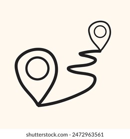 distance sign symbol with illustration stye doodle and line art