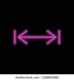 Distance simple icon vector. Flat design. Purple neon on black background.ai