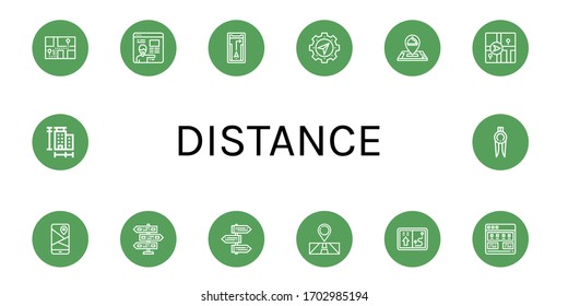 distance simple icons set. Contains such icons as Navigator, Online learning, Gps, Location, Signpost, Tutorial, Measure, Marker, can be used for web, mobile and logo
