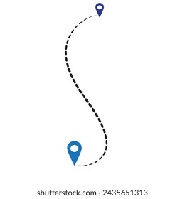 Distance solid icon, navigation and route, map pointer vector graphics.