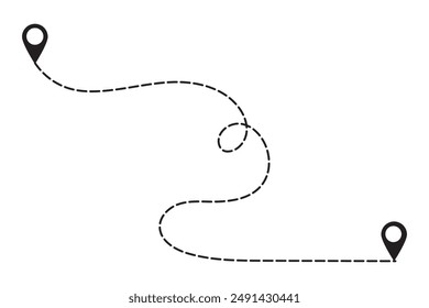 Distance solid icon, navigation and route, map pointer vector graphics.