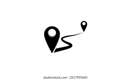 Distance symbol , black isolated silhouette