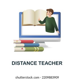 Distance Teacher icon. 3d illustration from e-learning collection. Creative Distance Teacher 3d icon for web design, templates, infographics and more