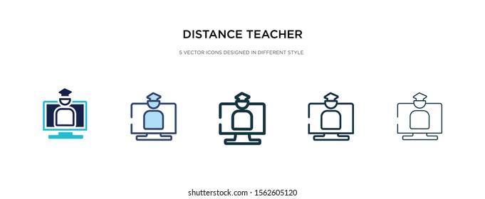 distance teacher icon in different style vector illustration. two colored and black distance teacher vector icons designed in filled, outline, line and stroke style can be used for web, mobile, ui