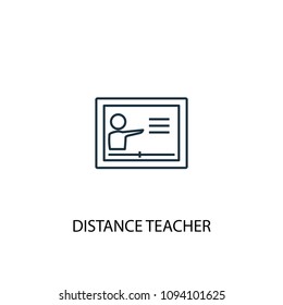 Distance teacher line icon. Simple element illustration. Distance teacher symbol design from eLearning collection. Can be used in web and mobile.