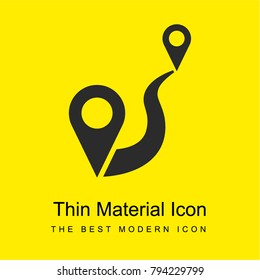 Distance to travel between two points bright yellow material minimal icon or logo design