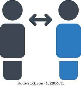 distance vector glyph color icon 