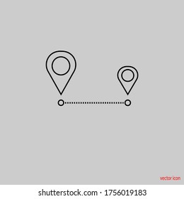 
icono del vector de distancia. sobre un fondo gris