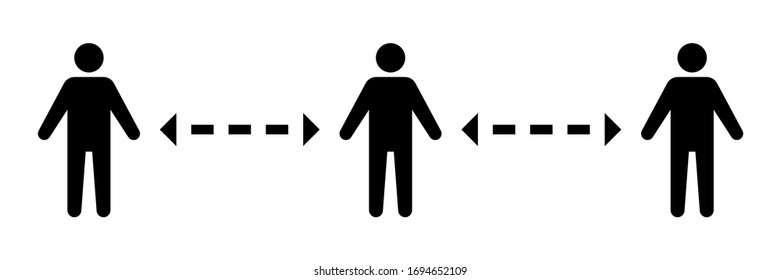 Distance vector icon on white background. Vector isolated icon. Social distancing. Self quarantine sign or symbol. EPS 10