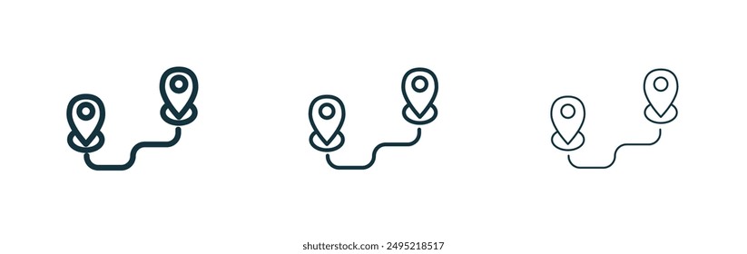 Conjunto de iconos de Vector de distancia con relleno negro y estilo contorneado.