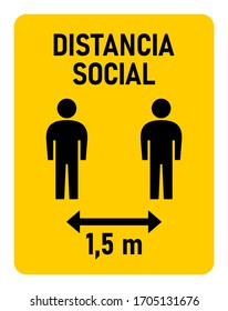 Distancia social Icono de instrucción de 1,5 metros contra la propagación del nuevo coronavirus Covid-19. Imagen vectorial.