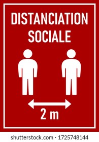 Distanciation Sociale ("Social Distancing" in French) Keep Your Distance 2 Meters Instruction Icon. Vector Image.