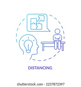 Distancing blue gradient concept icon. Adaptive strategy. Avoid negative impact. Cognitive change abstract idea thin line illustration. Isolated outline drawing. Myriad Pro-Bold font used