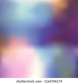 A distant, blurry landscape of sky blue, dark purple, delicate pink, muted green and hints of orange. Suggested use as image overlays, transparencies, object fills, backgrounds and fade-ins.