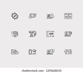 Distant Education Icons Set. Digital Library And Distant Education Icons With History, Medicine And Informatics. Set Of Healthcare For Web App Logo UI Design.