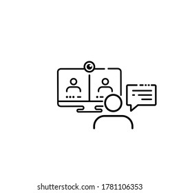 Distant education, work from home, online cources, video seminar, webinars icon. Vector on isolated white background. EPS 10.