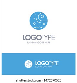 Distant, Gas, Giant, Planet Blue Solid Logo with place for tagline