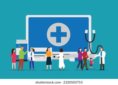 Distant Online Medicine, Smart Medical Technologies 2d vector illustration concept for banner, website, illustration, landing page, flyer, etc.