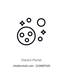 Icono Planeta distante. Diseño de icono de estilo de esquema aislado en fondo blanco