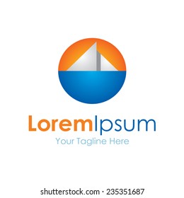 Distant sailing boat icon simple elements logo
