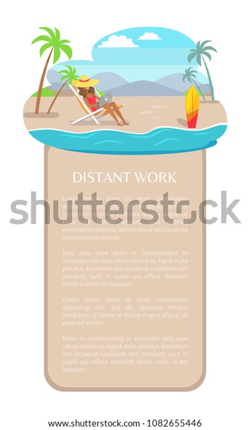 Distant Work Leaflet Freelancer Woman Big Stock Vector Royalty Free