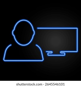 distant work neon sign, modern glowing banner design, colorful modern design trends on black background. Vector illustration.