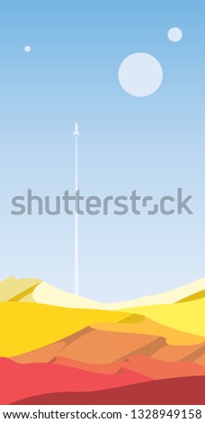 Distant World Desert Planet Minimalism Space Poster