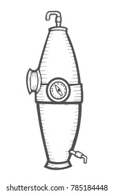 Distillation apparatus sketch. Hooch vector. retro vintage hand drawn illustration
