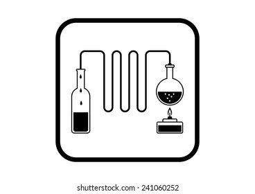 Distillation kit on white background 