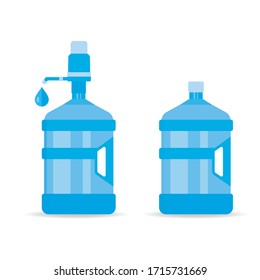 Distilled purified water in a big bottle with hand pump and a cap. Flat style vector illustration.