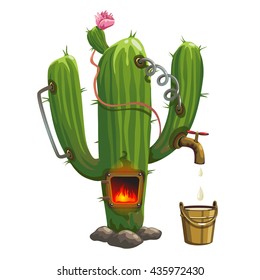 The distiller inside the cactus. Vector.