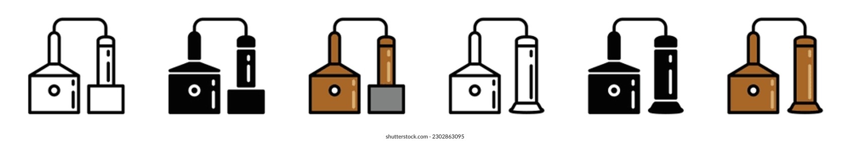 Distillery icon vector. Beer and brewing icons symbol in thin line, flat, and color style with editable stroke on white background. Vector illustration