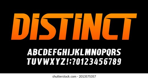 Distinct alphabet font. Bold letters and numbers for logo or emblem. Stock vector typeface for your typography design.