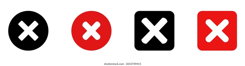 distinct cancel cross symbols  signifying error or cancellation